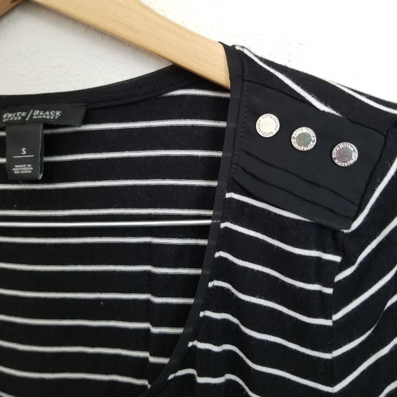 WHBM Black/White Striped Scoop Neck Top Sz Small - Picture 4 of 8